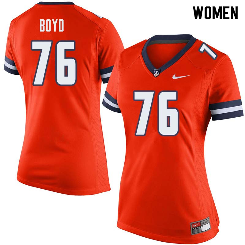 Women #76 Larry Boyd Illinois Fighting Illini College Football Jerseys Sale-Orange